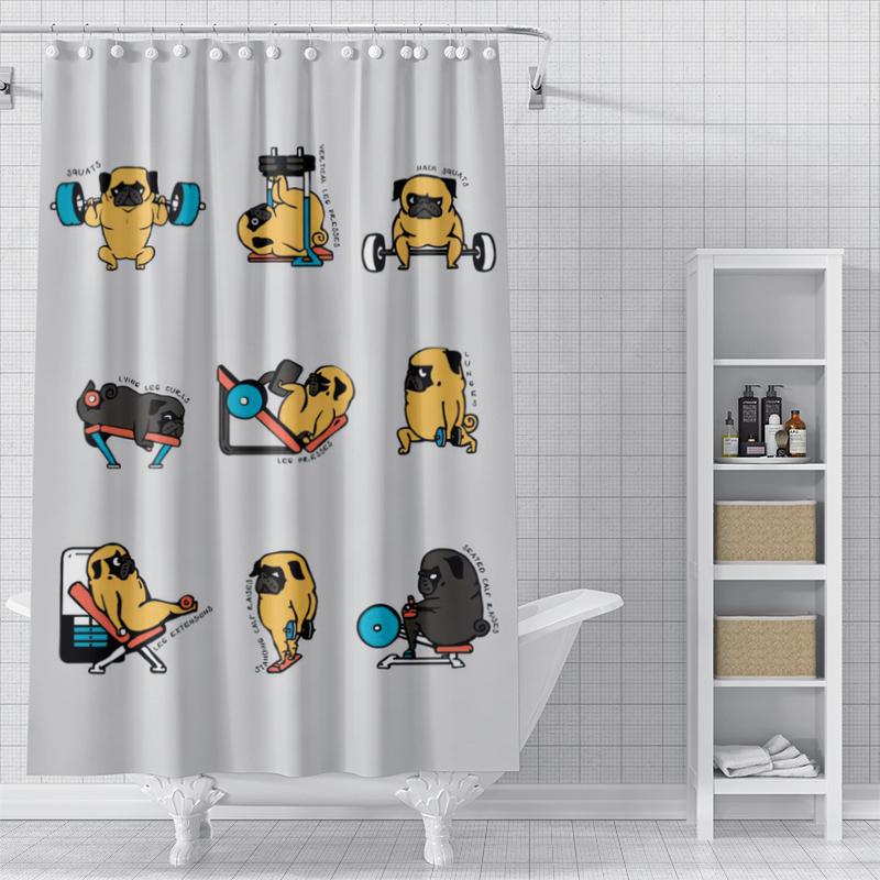 

Home Shower Curtains For Bathroom Waterproof Fabric Modern Nordic Style Bathroom Curtain 180X200 240X180 Cute Dog Funny Kawaii W60H190(CM)-1 Pcs