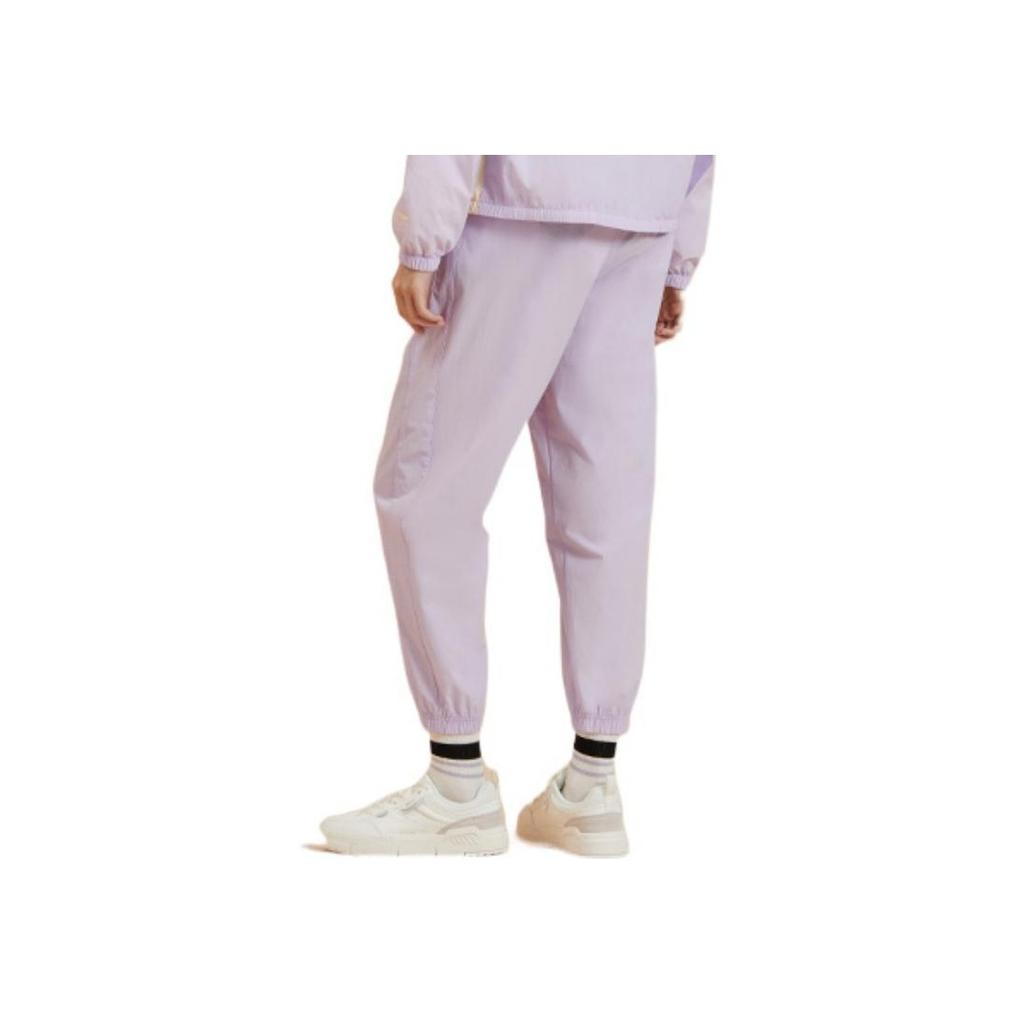 Li Ning Sports Trend Series Solid Color Loose Fit Casual Sports Long Pants Women Bottoms Lilac AYKS028-3