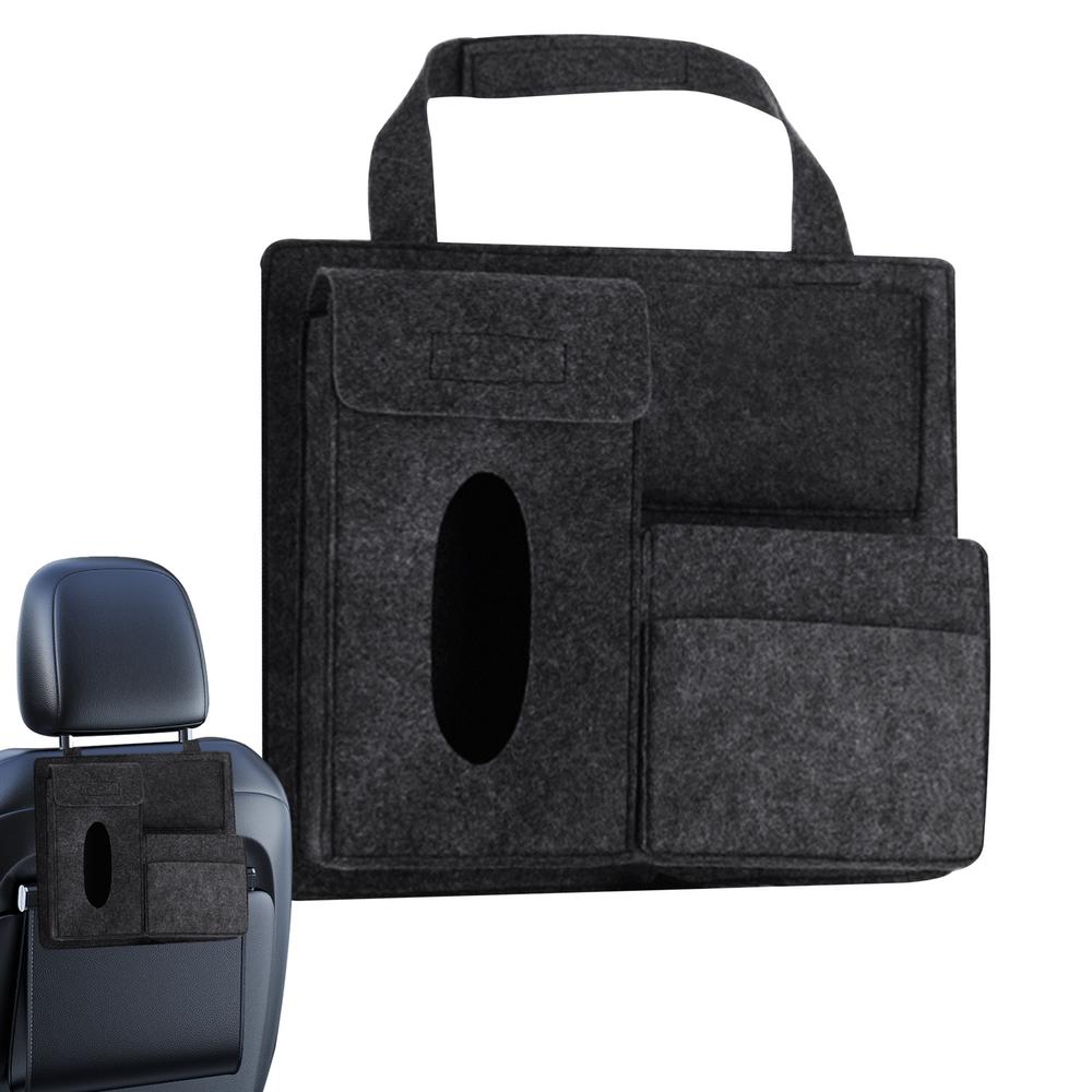 

Органайзер для спинки сиденья автомобиля, держатель для салфеток, войлочный органайзер для спинки сиденья автомобиля, многокарманный контейнер для хранения вещей в автомобиле чёрный