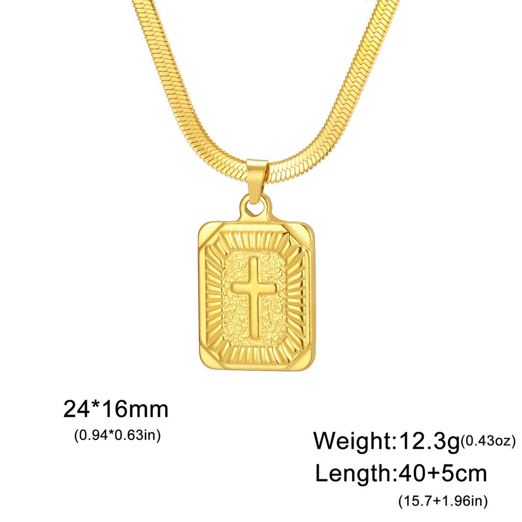 EUEAVAN Square Eastern Orthodox Cross Pendant Necklace Stainless Steel Christian Prayer Amulet Necklaces Men Jewelry Wholesale