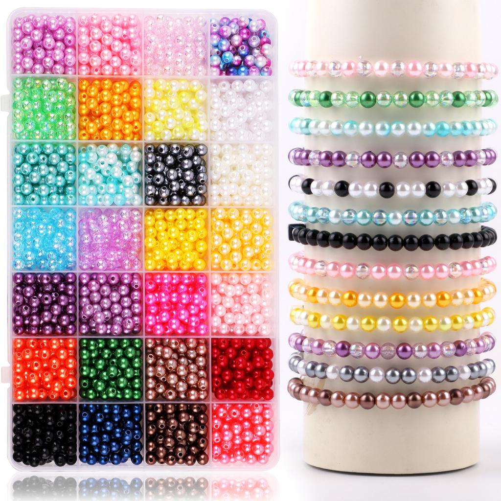 1960 Pieces 6Mm28 Color Abs Dyed Pearl Diy Color Loose Beads Beaded Bracelet Necklace Material Jewelry Accessories