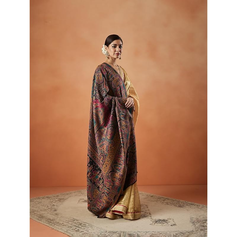 Women Surmai Kaani Wool Blend Kashmiri Shawl (Size: 101X203 CM)