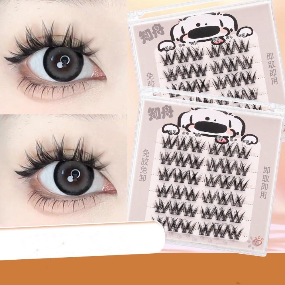 

With Jelly Glue Strips Manga Lashes No Stem No Glue 3D False Eyelashes Party Supplies Type D