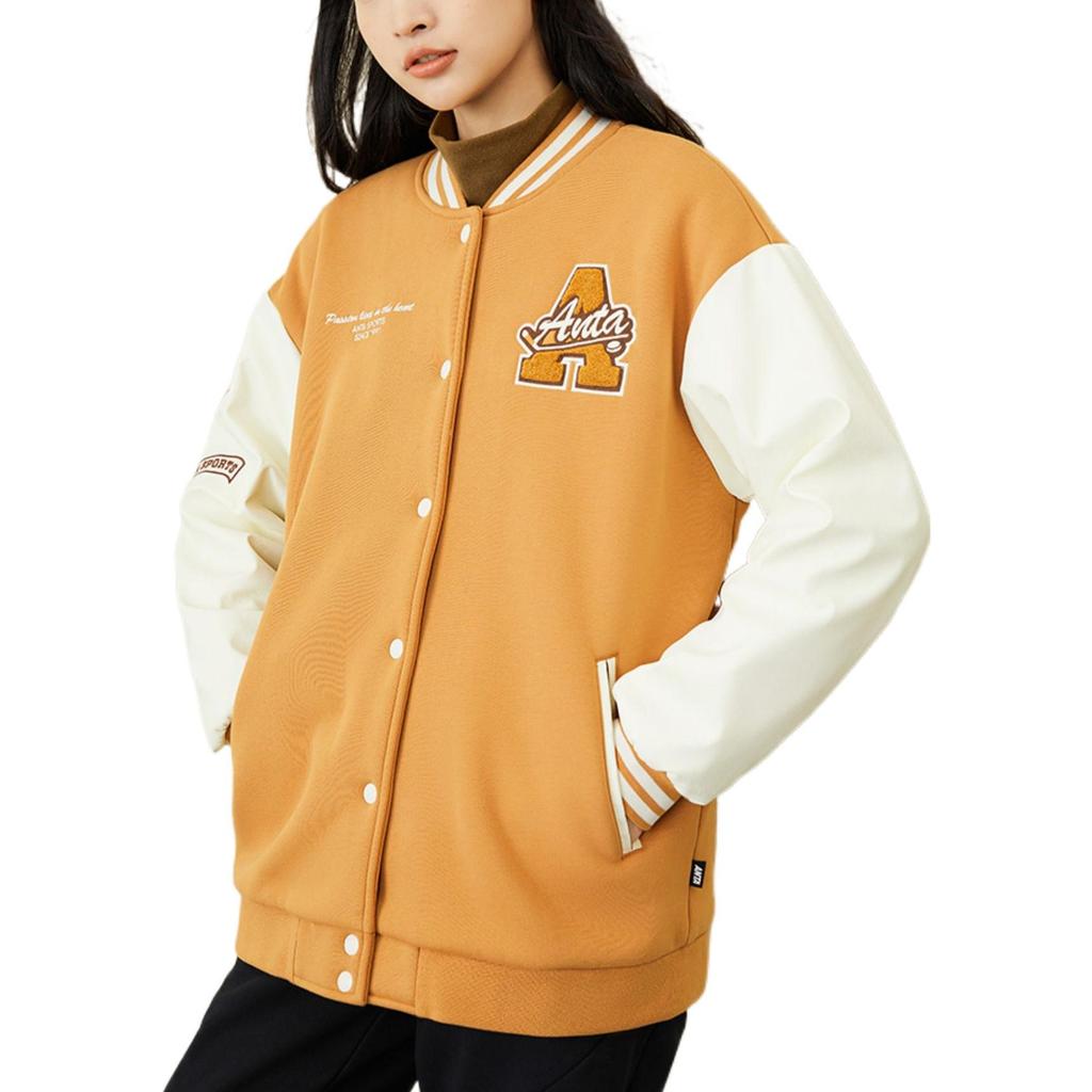 Anta Life Collection Baseball Jackets Women's Brown Baseball Collar Moderate Straight Fit 162248725-3