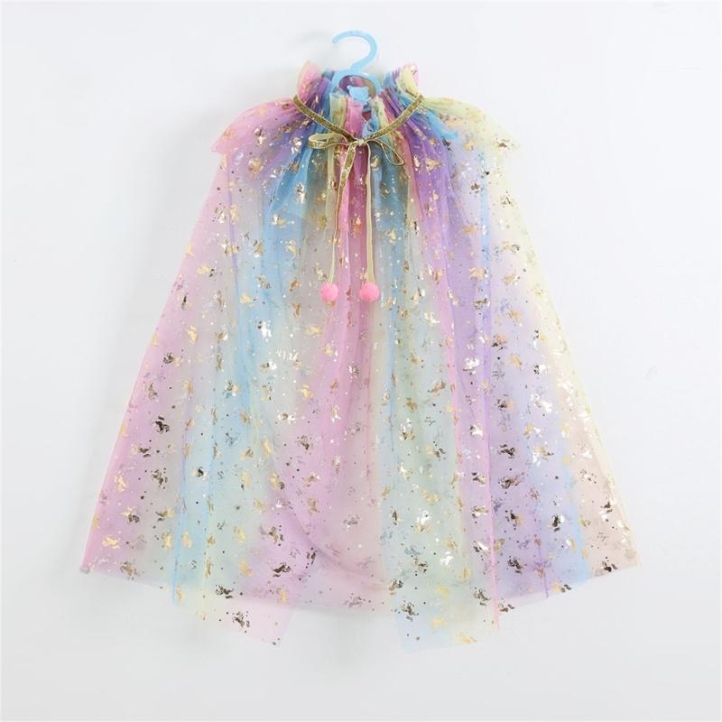 Girls Lightweight Sheer Princess Cape for Fantasy Dressing Up and Birthday Parties Soft Nylon Fabric Costume Accessory