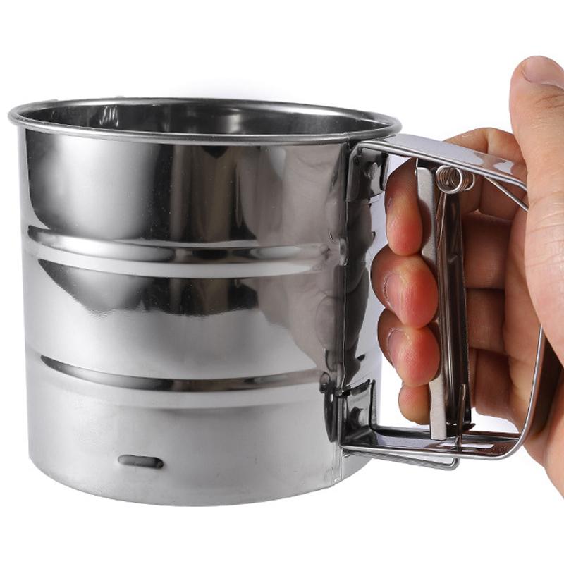 Edelstahl Mehlsieb Tasse Hohe Qualität Handgehaltenes Mehlsiebwerkzeug Pulversieb Maschenweite Backen Gebäckwerkzeuge Küchenhelfer