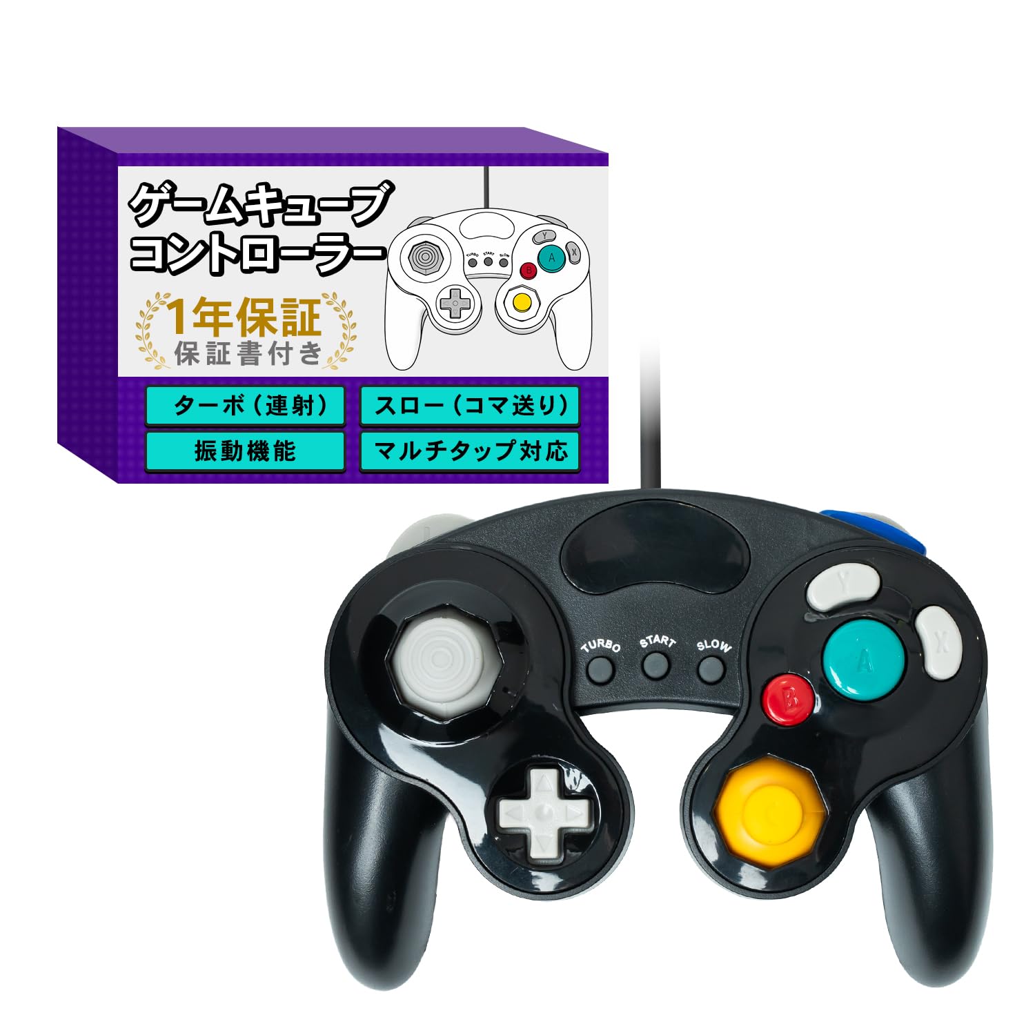 

Контроллер GameCube Совместим с функцией Функция вибрации совместима с x Мультитап Контроллер/Switch [Совместим Switch/Wii U/Wii/GC! чёрный