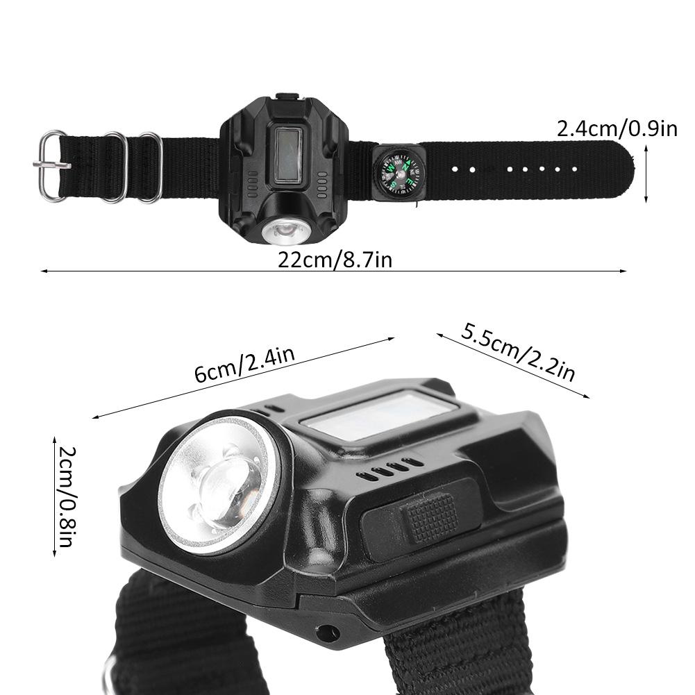 Wrist LED Light Hand Flashlight with Display Electronic Watch MultiFunctional Watch Light