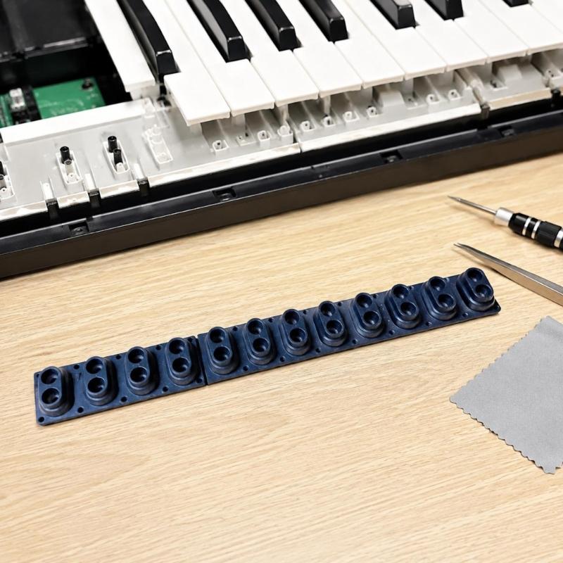 DP380 Digital Piano Key Contact Replacement, Flexible Molded Component with 12 Raised Contact Sections in a Continuous Keyboard Repair Assembly