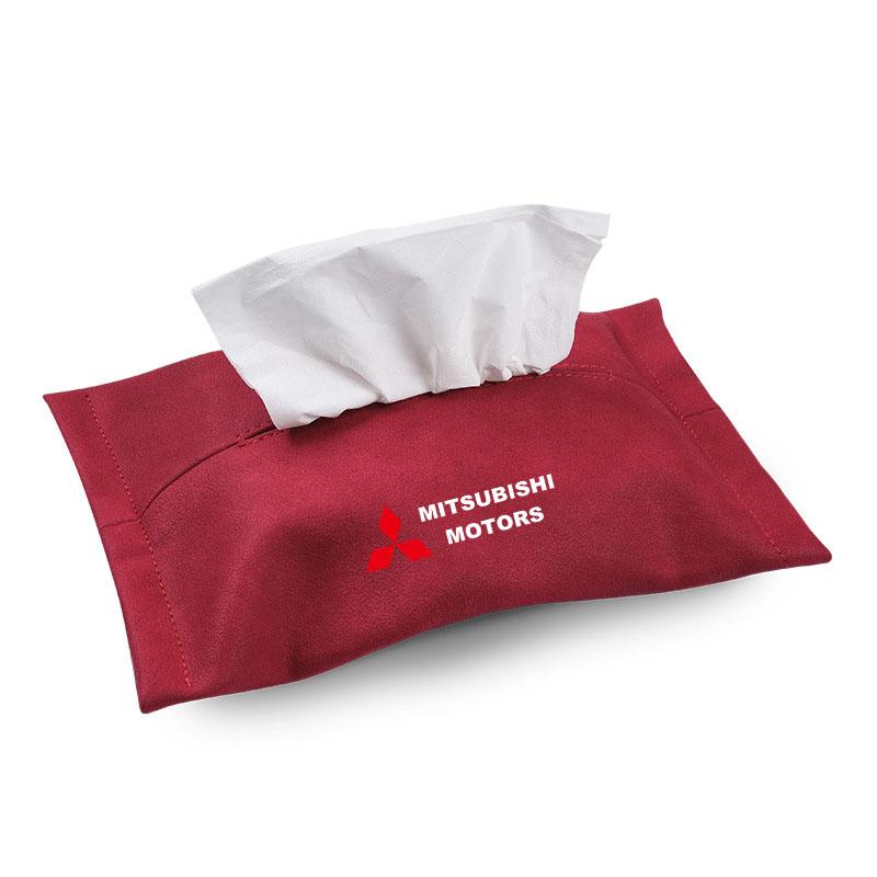 Car Tissue Box Leather Auto Paper Towel Storage Bag for Mitsubishi Lancer Mirage Pajero Asx 10 Outlander 3 l200