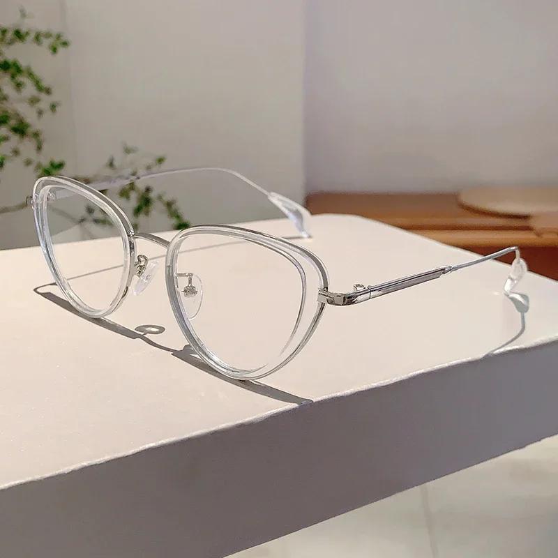 Cat Eye Glasses Women Popular Stylish Black Rim Blue Light Blocking Eyeglasses Ins Trendy Decor Design Eyewear