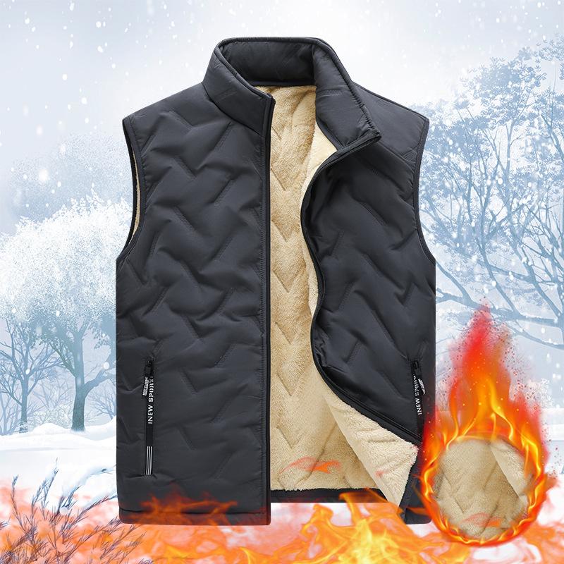 Autumn Winter Fashion Men's Vest Jacket Casual Warm Standing Collar Sleeveless Men