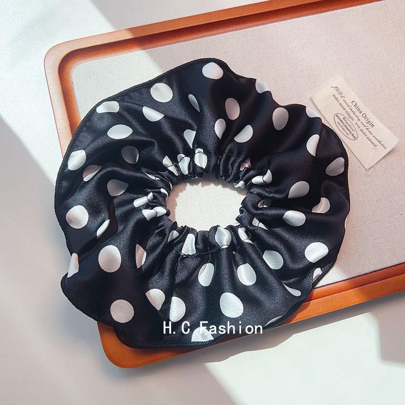 French Cherry Heart Hair Tie - Elegant Large Square Ponytail Holder