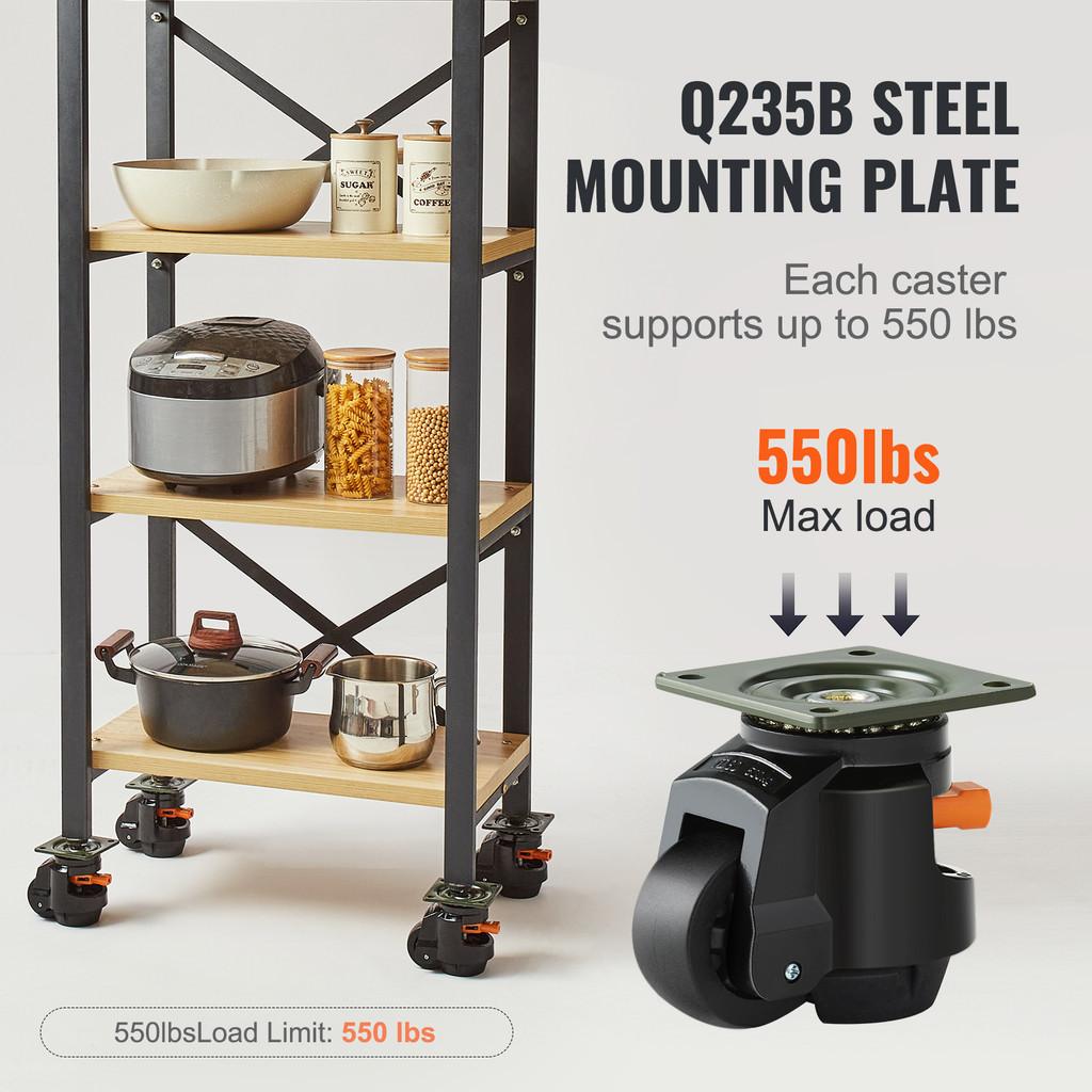 4Pcs Leveling Casters Height Adjustable Heavy Duty Swivel Universal Wheels Movable Workbench Machine Support Tools