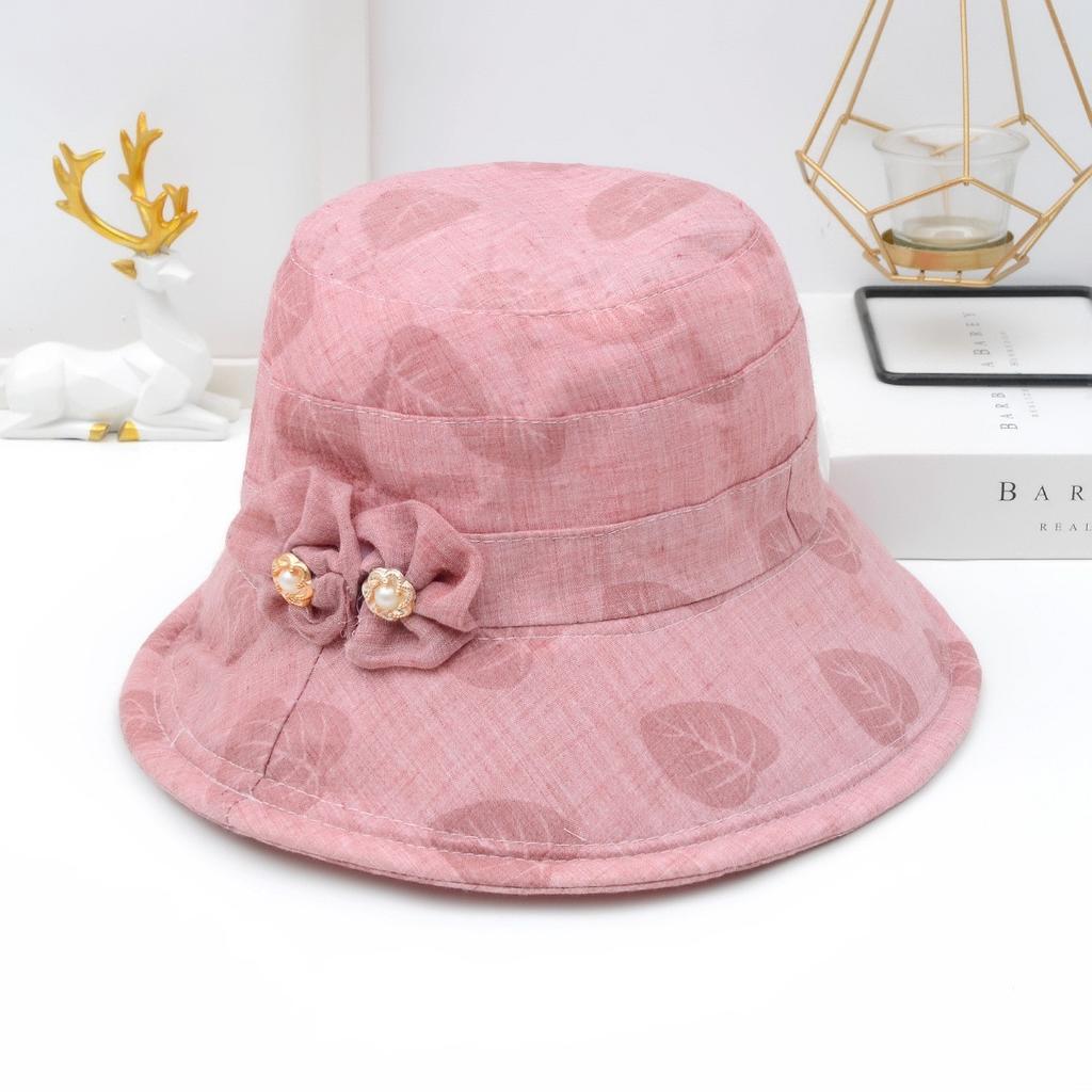 Spring and Summer Middle-aged and Elderly Women's Hats Sun Protection Basin Hats Bow Shaped Fisherman Hats Foldable