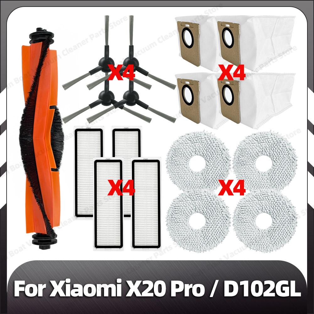 Kompatibilní pro Xiaomi X20 Pro Náhradní hlavní boční kartáč HEPA filtr Mopovací podložky Prachové sáčky Náhradní díly Příslušenství