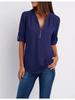2026 Dames Cool Los Shirt Diepe V-hals Chiffon Mode Blouse Casual Dames Tops Sexy Rits Pullover Grote Maten