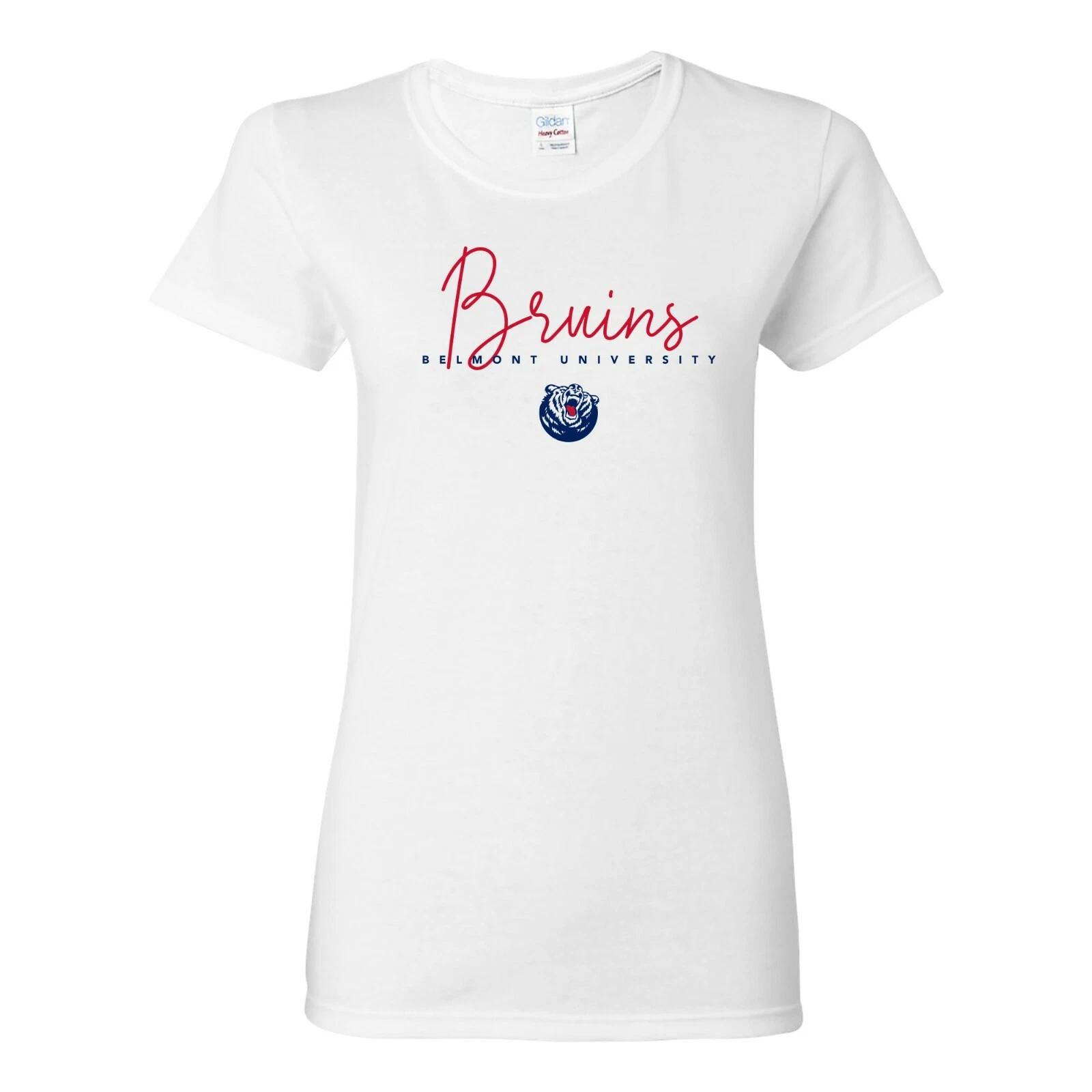 Belmont Bruins Thin Script Womens T-Shirt - White 3XL