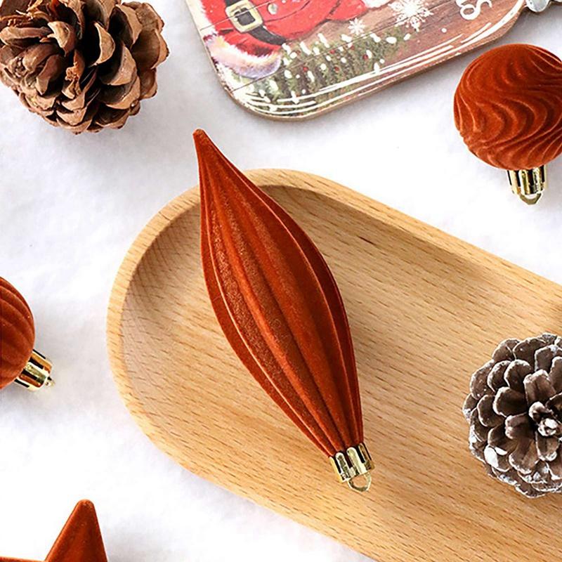 28pcs/set Christmas Flocked Shaped Christmas Ball Set New Year Party Decoration Christmas Balls Gift Box