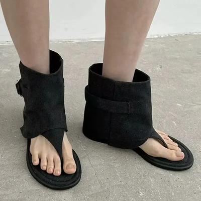 Jaunas 2025. gada vasaras sieviešu sandales zābaki modes atvērtu purngalu zema zole aitādas retro augsta augšdaļa ielas apavi zapatos de mujer
