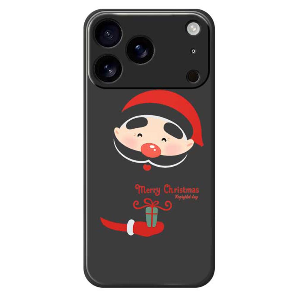 

For iPhone 17 Pro Case Santa Claus Gift Pattern Printing Straight Edge TPU Phone Back Cover Black