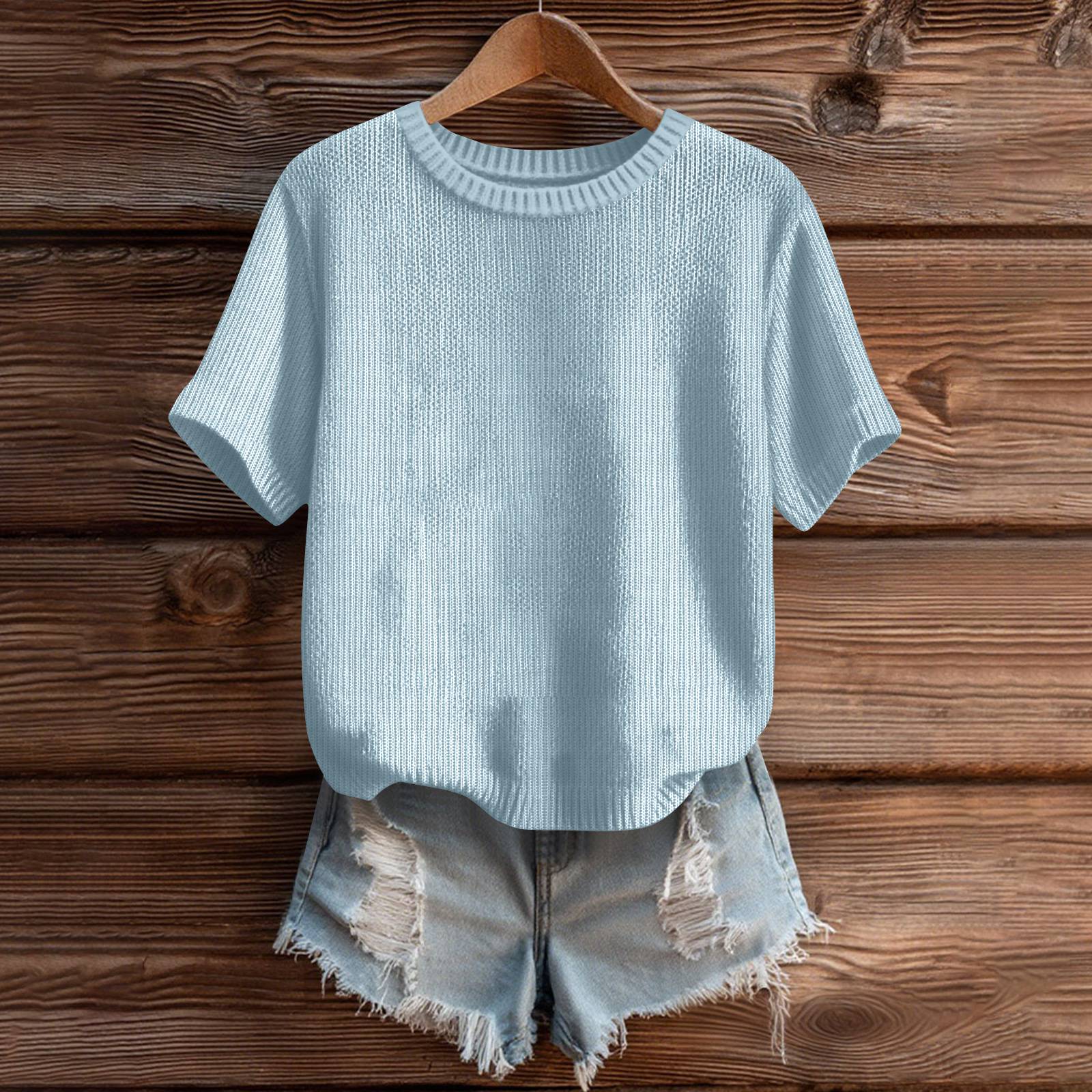 

Женский милый свитер вязаный модный повседневный с круглым вырезом и короткими рукавами уютный топ с принтом L