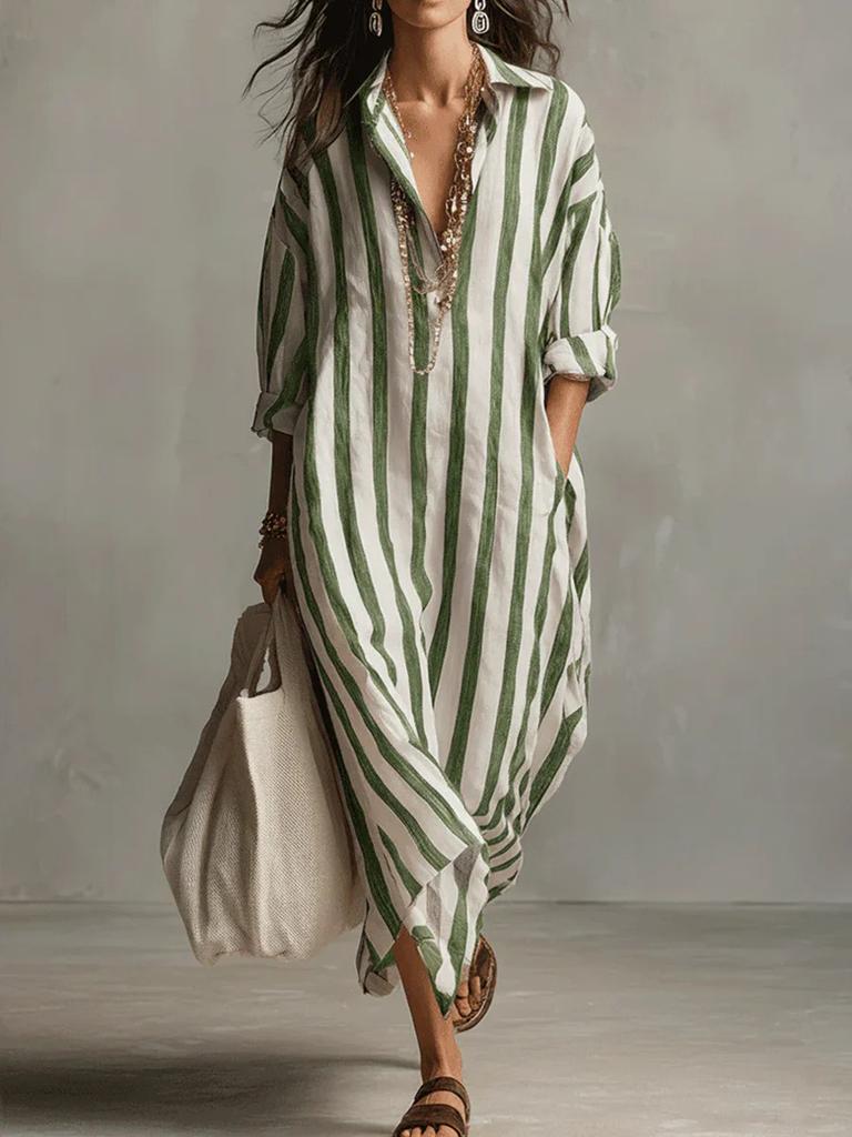 Striped Shirt Dress With Pockets For Casual Summer Wear In Relaxed Fit