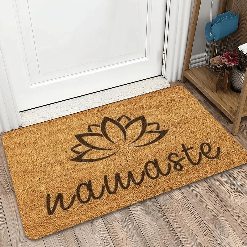 Namaste Lotus Zen Style Doormat - Plush Material with Sponge Padding for Entryway, Hallway, Yoga Meditation Room Decor 40x60cm