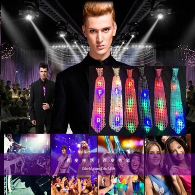 LED Luminous Tie, Glitter Sequined Luminous Tie, Concert Atmosphere Props