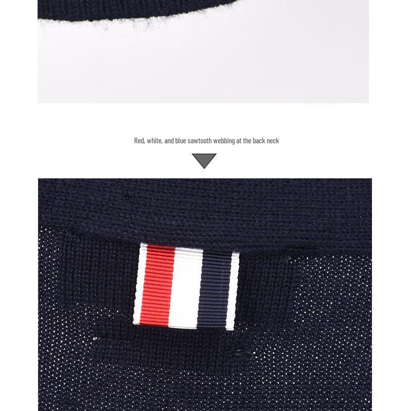 2025 Autumn Men's Korean Striped Wool Cardigan Sweater