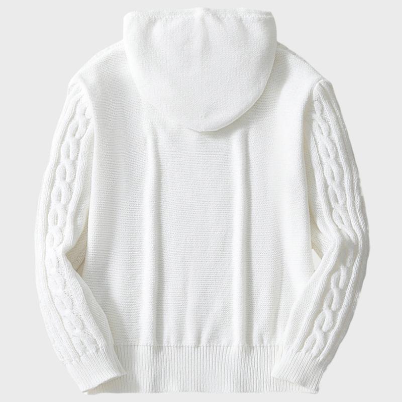 Men's Winter Knit Hoodie Hooded Sweater Casual White Knitted Hooded Pullovers Men Long Sleeve Trend Knitwear