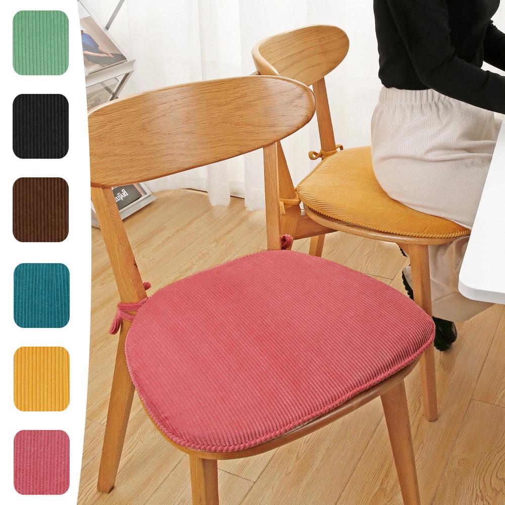 Thickened D-Shape Corduroy Seat Cushion For Dining Chairs,Classic Style,All-Season Comfort, Sewn Seam Closure, Multipurpose Use