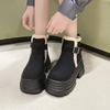 Fashion 10CM New Winter Women's Warm Snow Boots Outdoor Plush Ankle Shoes Anti-skid Chunky Leather Sneakers Buckle Short Fur Boots Woman