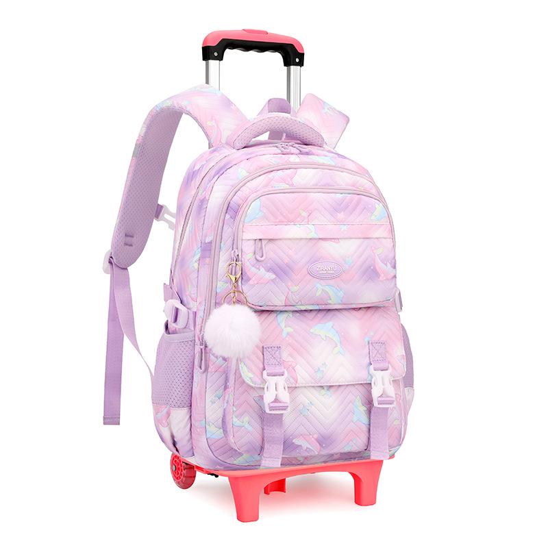 Kids School Backpack with Wheels Rolling Backpack for Girls Student Wheeled Backpack Trolley School Bag Travel Trolley Luggage
