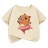 Kawaii Dacing Capybara Design T Shirts Manga Kids Children's T-shirt Short Sleeve Boys Girls Summer Spring Casual Top Tee Shirt