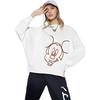 Li Ning X Disney Collaboration Série Mode Sport Imprimé Cartoon Molleton Col Rond Pull-Over Manches Longues Sweat-shirt Femme sweat-shirt Blanc AWDRD62-1