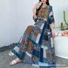 Women's Summer Ethnic Style Embroidered Dress, Classical Style Tourist Vacation Cotton Silk Floral Beach Dress