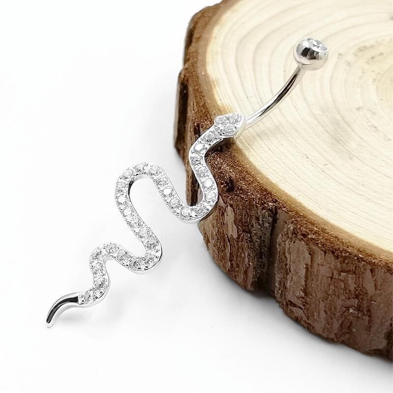 Stunning Shein Snake-shaped Copper Belly Button Ring Fashionable And Stylish