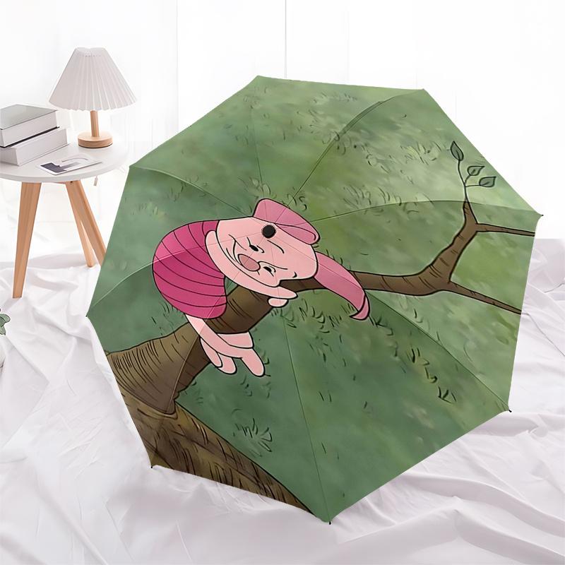 Winnie and Friends Themed Travel Umbrella-8 Ribs Automatic Opening and Closing, Portable Folding Design, Compact and Stylish Umbrella