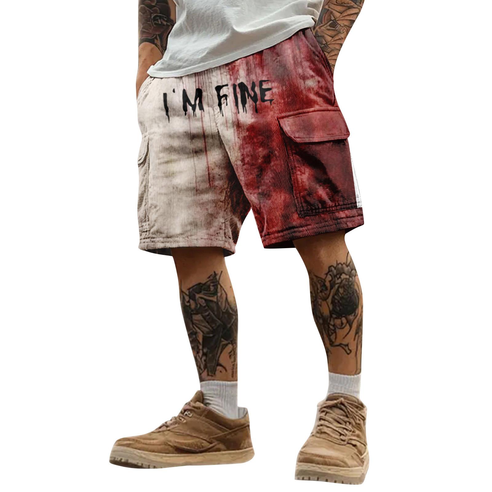 

Мужские спортивные шорты карго с принтом на Хэллоуин, свободного кроя, с несколькими карманами M