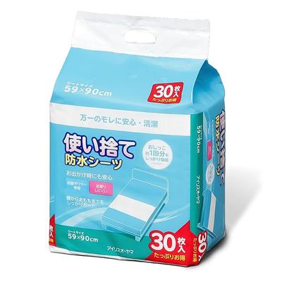 IRIS OHYAMA Waterproof Disposable Sheets, Antibacterial Polymer, for Elderly Care, Children, Babies, Pets, Beds, Large Size (59cm X 90cm), 30 Sheets