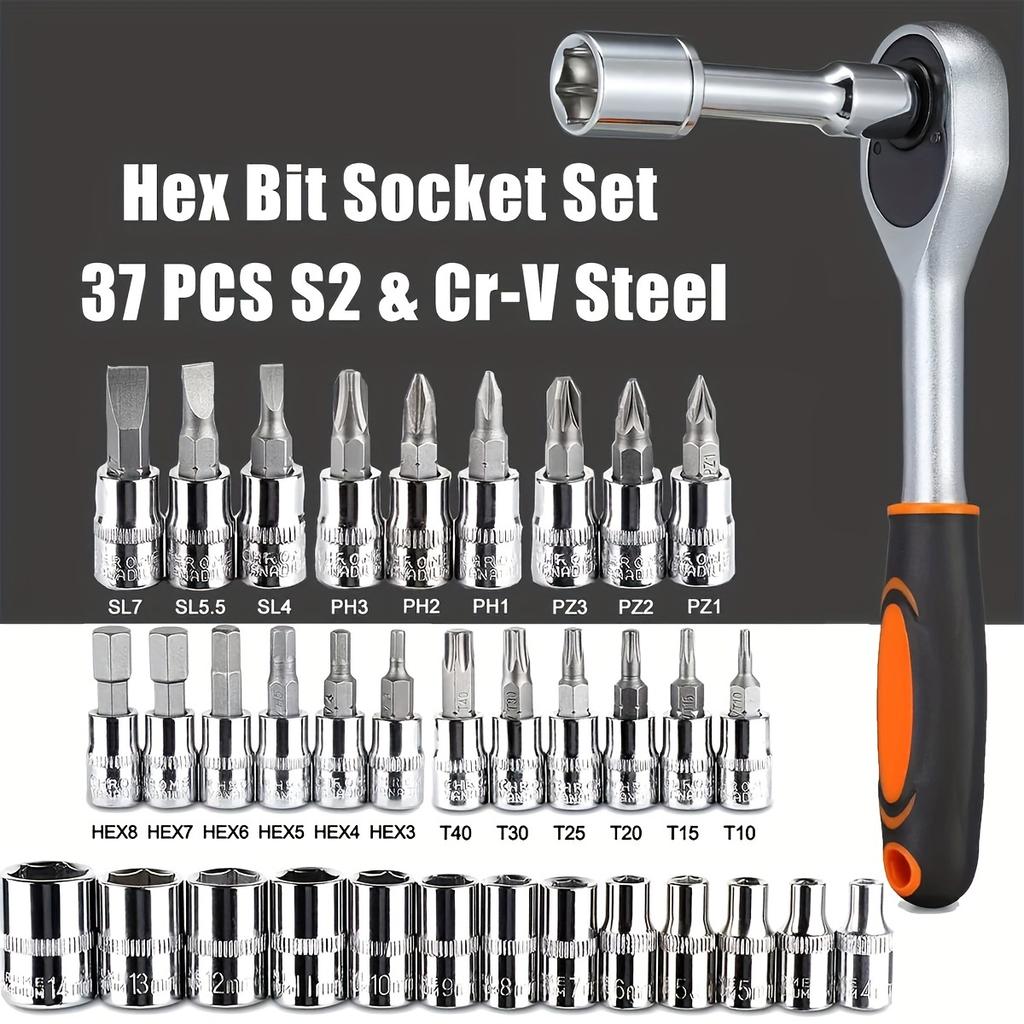 46pcs Car Repair Tool Kits Combination Ratchet Torque Spanner Metalworking 1/4-Inch Socket Wrench Set Auto Mechanic Repair Tools