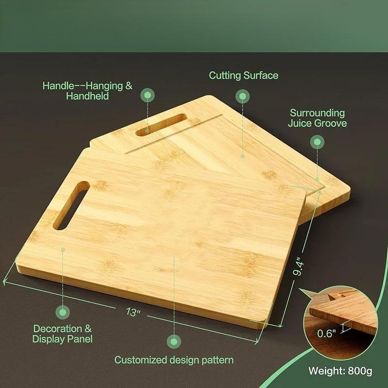 Ensemble de Planches à Découper Double Face en Bambou Épaissi pour Viande, Fruits et Légumes