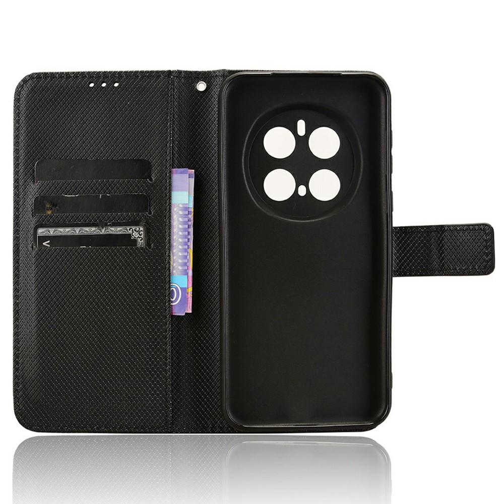 

For Honor Magic7 Pro 5G Case PU Leather Diamond Texture Wallet Phone Cover Black