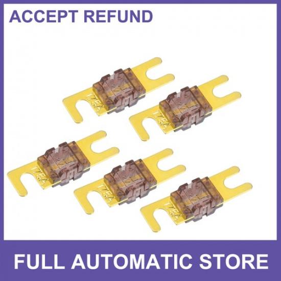 FIVE Car Mini ANL Fuses 175A Audio CD Fuse Durable Plastic Metal Gold Tone Brown