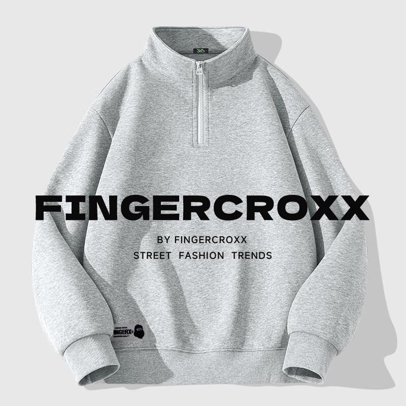 Fingercroxxit Men's Casual Half-Zip Stand-Collar Sweatshirt