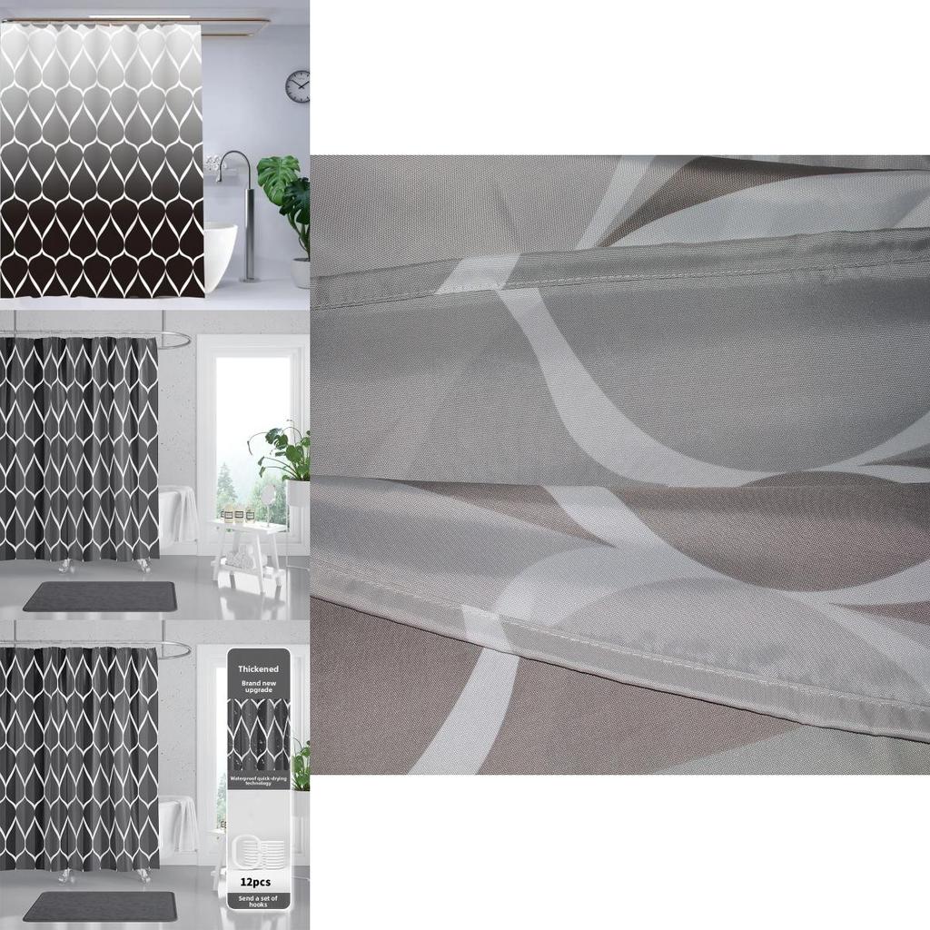 Simplistic Waterproof Shower Curtain Made Of Thick Polyester Cloth For Bathroom Decor And Hygiene