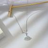 Fully Diamond Skirt Necklace for Women's Collarbone Chain Trendy and Fashionable Temperament Simple Fan-shaped Pendant