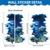 Onderwaterwereld 3D Haai Gebroken Muur Muursticker Zee Dieren Zelfklevende Pvc Sticker Badkamer Vloer Muur Decoratie