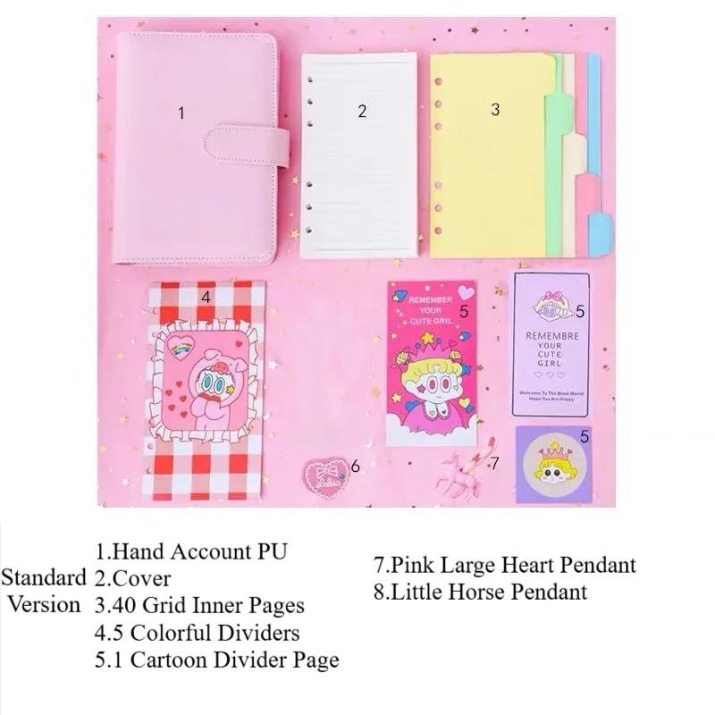 

Fairy Instagram Style Hand Account Book Set Cute Macaron Color Girlish Notebook Journal with Stickers and Decorative Accessories Perfect Gift for Girl A6
